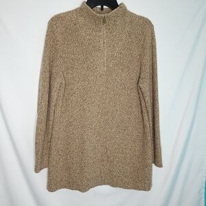 LANDS END Women's 1/4 Zip Pullover Tunic Length Sweater LARGE (14-16)